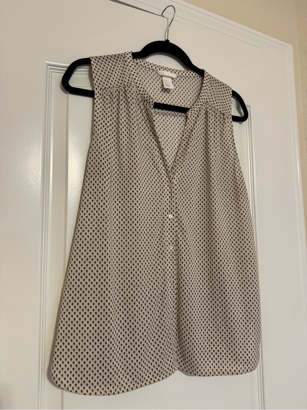 H&M Beige Tank Top with Black Dot Print